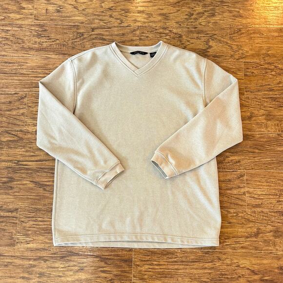 Axist Tan Beige V-Neck Long Sleeve Pullover Sweater Sweatshirt Large - Picture 1 of 4